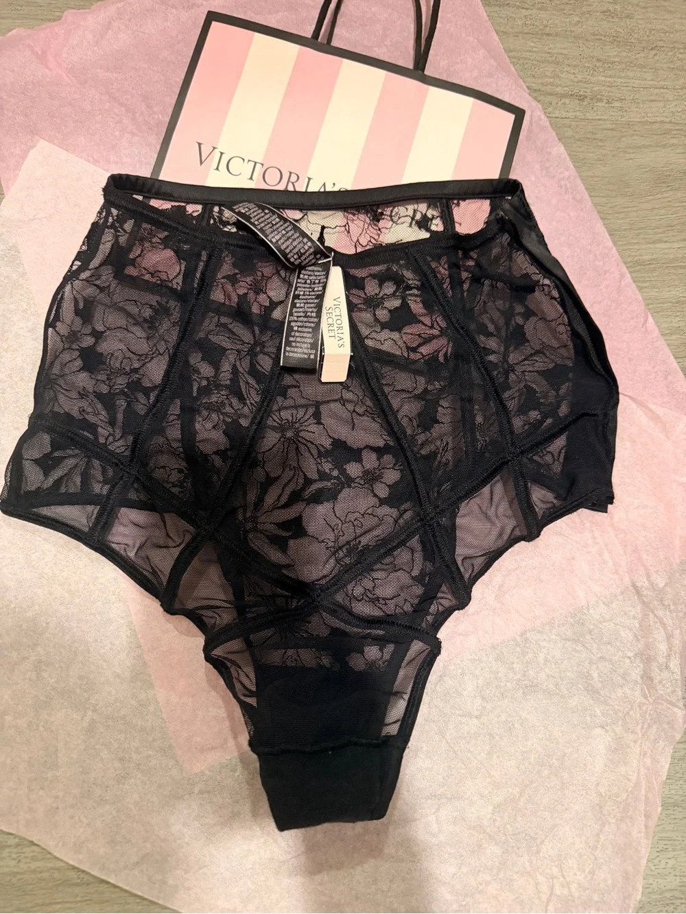 Victorias Secret LUXE Lingerie High Waist Embroider CHEEKY Panty Sexy NWT S